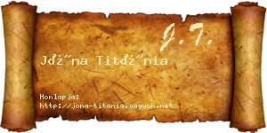 Jóna Titánia névjegykártya